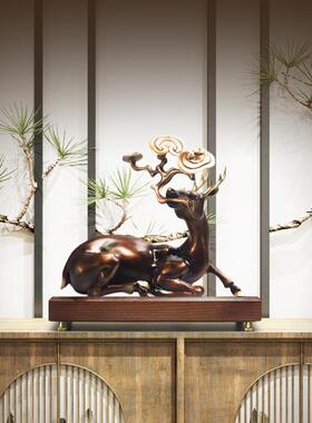 全铜鹿摆件新中式家居玄关电视柜装饰品摆设乔迁新居新房子送礼物