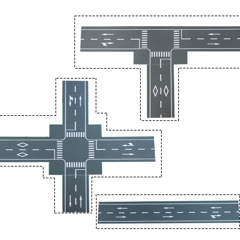 马路场景路面城市道路十字路口T形路口城市场景沙盘微缩景观1:100 - 图2