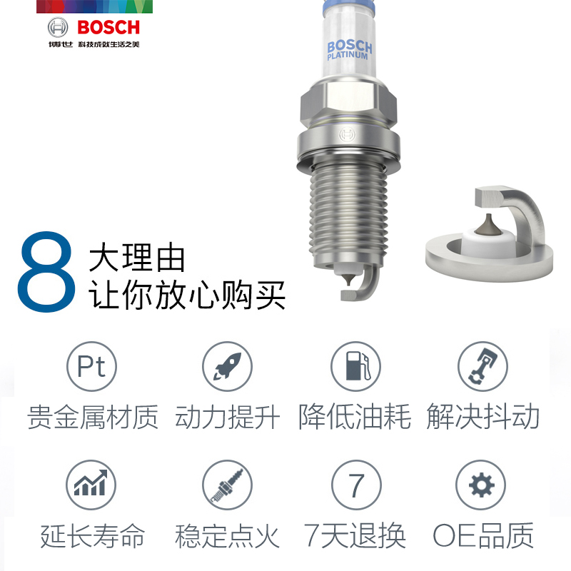 博世铂金火花塞奇瑞A3 A5 E3 E5风云2旗云3瑞虎5艾瑞泽3凯翼C3 V3-图1