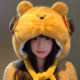 Cute burger bear plush hat for women to keep warm in autumn and winter