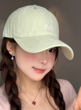 果绿色棒球帽女春夏大头围显脸小