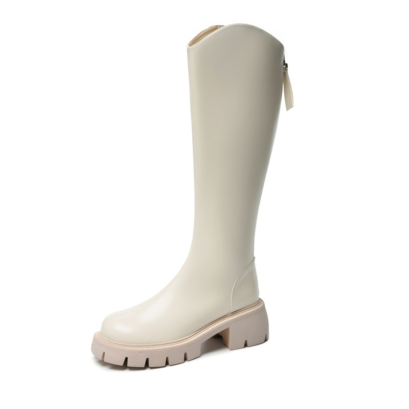 高跟长靴女春秋骑士靴长筒白色小个子显瘦棕色胖mm粗腿大筒围v口,淘宝优惠券,粉丝福利购,淘宝优惠卷