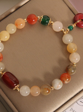 金丝玉小众设计平安扣水晶手链