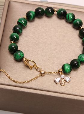 小众绿色宝石韩版ins可调节手环