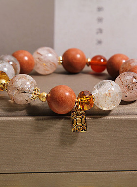 新中式松塔合香珠手链女轻奢小众招财转运黑金超七高级感多宝手串