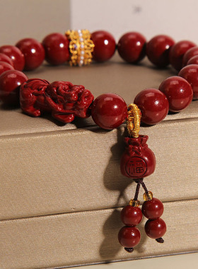 朱砂貔貅手链男女福袋吊坠手串