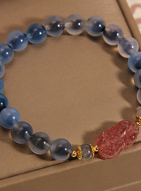 糖心玛瑙手链女草莓晶貔貅手串