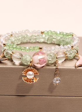 小清新爆花水晶鱼尾女海星手链