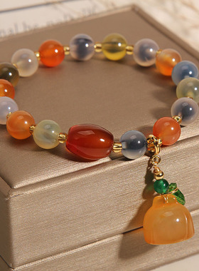 糖心玛瑙手串玉髓彩虹水晶手链女