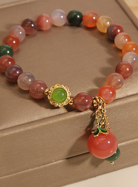 夏日小清新天然盐源玛瑙手链女潮
