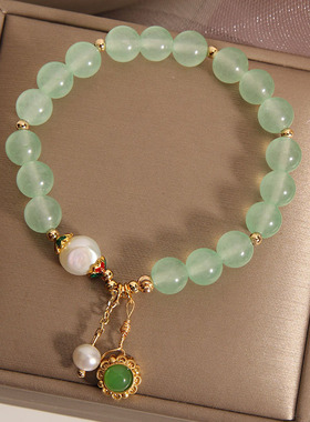 夏季葡萄绿水晶女小众手链