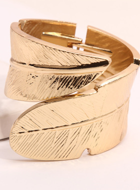 欧美风树叶造型宽边遮伤疤手环