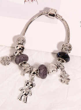 森系学生四叶草手镯琉璃珠