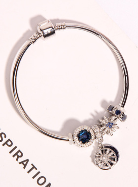 潘家风格繁星童话学生森系手镯女深蓝海洋之心星月手链女韩版简约