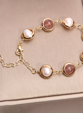 草莓晶手链女招桃花淡