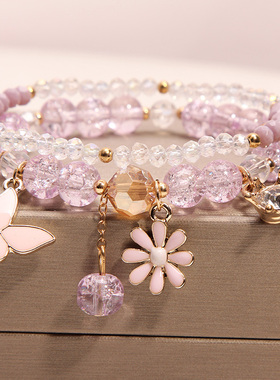 小清新蝴蝶花朵手链女
