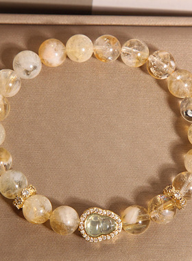 天然金发晶水晶手链女轻奢小众高级感招财转运黄塔晶葫芦手串手环