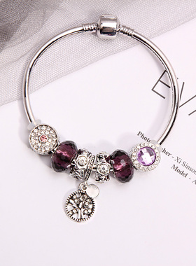 潘家风格紫色发财树手链