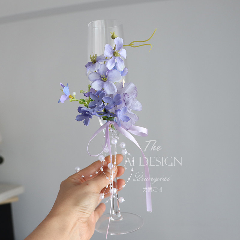 婚礼酒杯装饰花创意森系仿真花婚礼新郎新娘酒杯花艺一对装饰婚庆,淘宝优惠券,粉丝福利购,淘宝优惠卷
