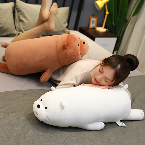 正版三只小熊咱们裸熊公仔毛绒玩具北极熊贱熊大白熊搞笑裸熊抱枕 - 图2