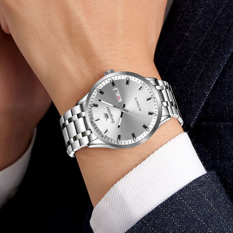 Sungoder/萨提亚商务防水腕表百搭日历星期夜光全自动机械手表 - 图1