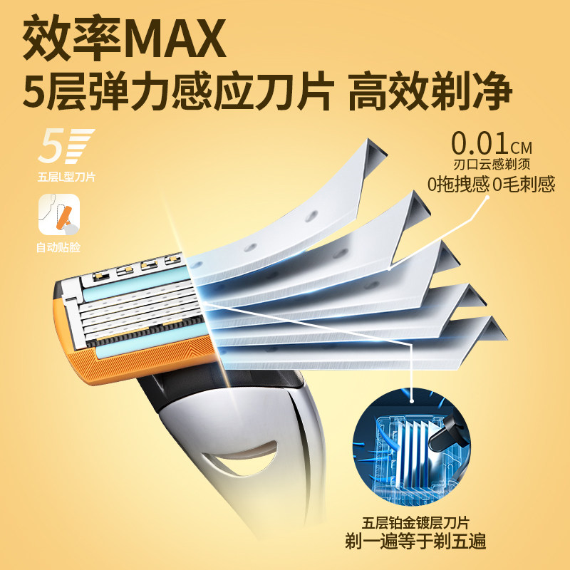 百利君悦手动刮胡刀一刀架加三刀头套装