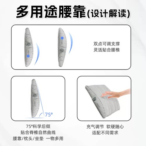 EPC充气腰靠汽车飞机火车睡觉好物便携护腰带靠背椅子坐垫枕头 - 图0