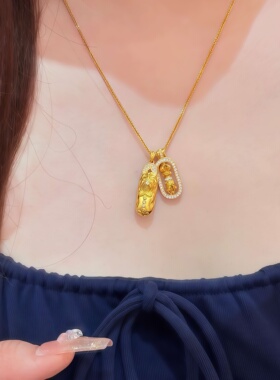 老铺同款金包银貔貅金刚杵项链