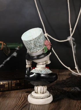 新品树脂骷髅新郎万圣节氛围个