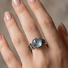 Retro S925 silver aquamarine flower ring for women