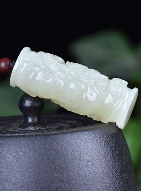 玉阅珠宝和田玉龙柱吊坠新中式