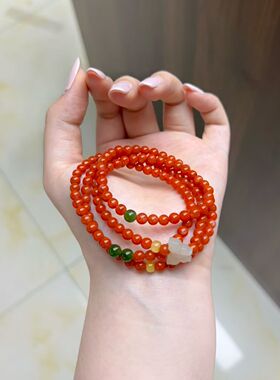 玉阅珠宝南红多层叠戴手串