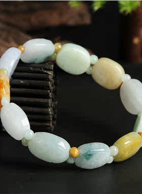 飘花翡翠龟壳串珠玉器男女款手链