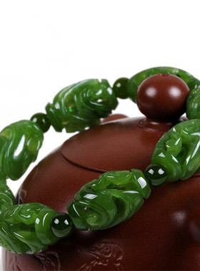 碧玉菠菜绿路路通男女款手串