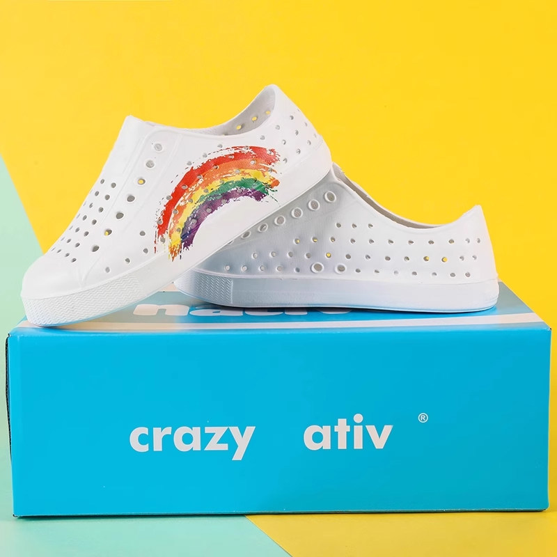 官方crazy ativ旗舰店正品彩虹洞洞鞋亲子鞋男女沙滩鞋童鞋防滑,淘宝优惠券,粉丝福利购,淘宝优惠卷