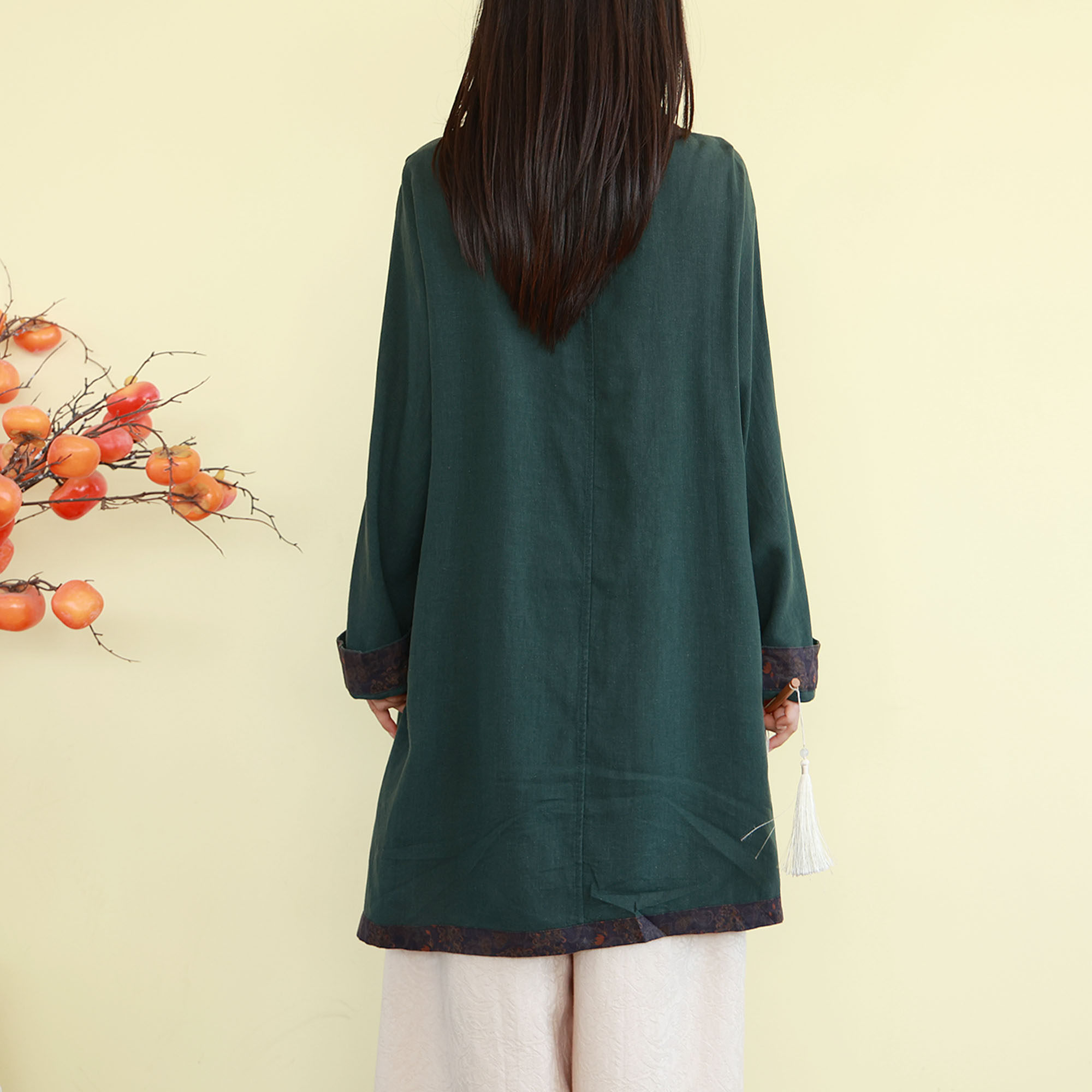 复古民国风亚麻盘扣衬衫女装春夏中长款立领上衣宽松禅意茶服拼接