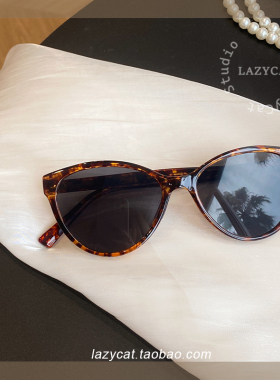 复古猫眼小脸豹纹墨镜女防紫外线