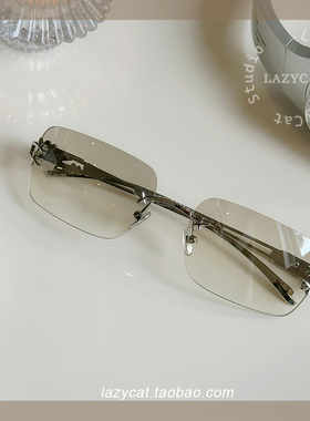 无框方形墨镜女钻石Jennie同款