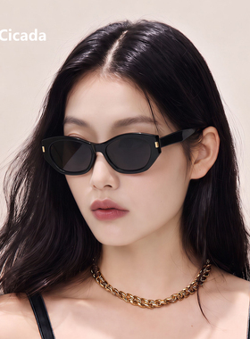 suu 复古黑色猫眼墨镜女2026新款高级感tr90太阳镜防紫外线UV400