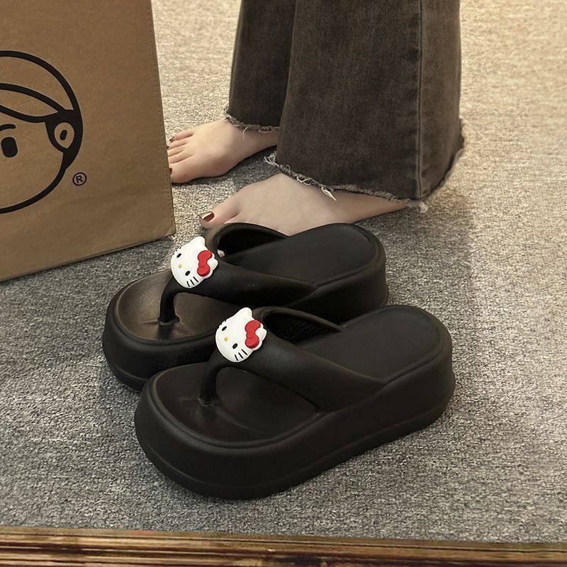 人字拖女可爱KT猫外穿海边沙滩鞋2025年新款松糕厚底坡跟拖鞋凉拖,淘宝优惠券,粉丝福利购,淘宝优惠卷