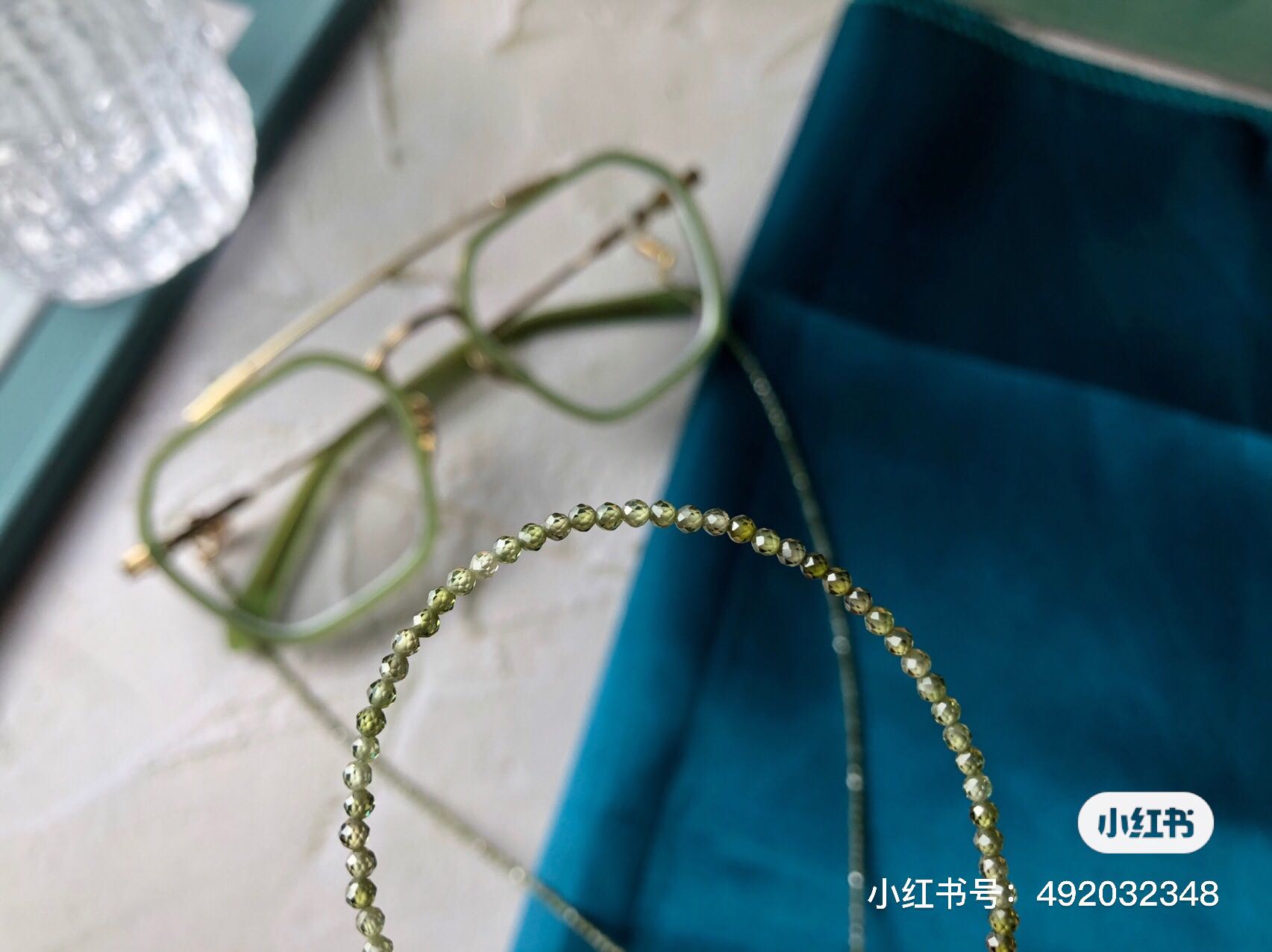 原创2MM绿色锆石切面锆石圆珠石眼镜链小珠子太阳镜挂链口罩链 - 图1