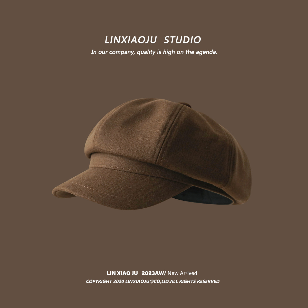 美拉德咖啡色贝雷帽女复古气质八角帽韩系时髦报童帽子文艺画家帽