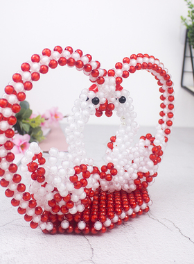 手工串珠天鹅摆件成品穿珠diy