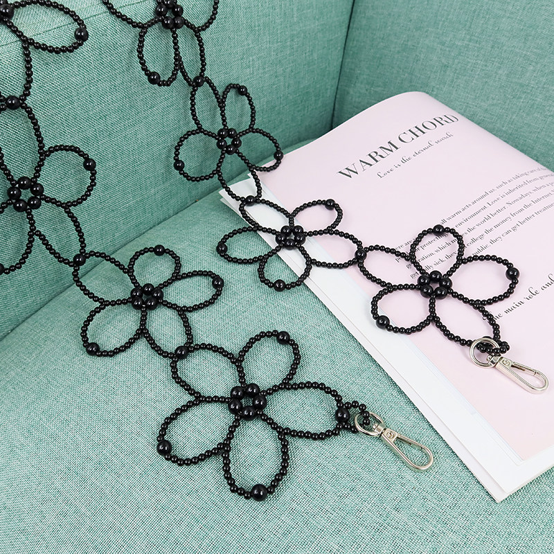 手工串珠珍珠包链成品diy编织花朵包带装饰包包背带ins斜跨包链条,淘宝优惠券,粉丝福利购,淘宝优惠卷