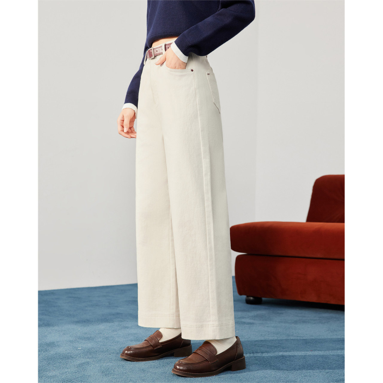 IEF/爱依服裤子2025秋冬新款韩版时尚通勤气质加绒保暖百搭直筒裤 - 图2