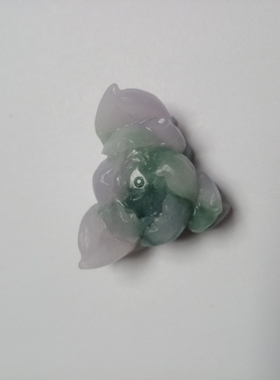 缅甸A货天然翡翠玉紫加绿春彩荷花吊坠 新鲜出炉毛货手串