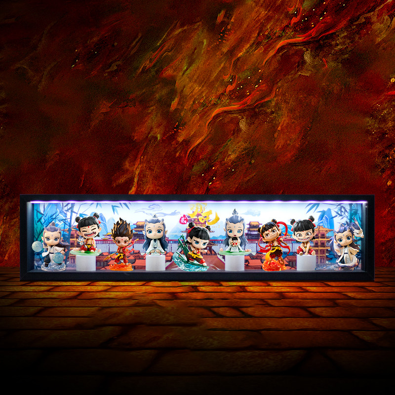 适用泡泡玛特《哪吒之魔童闹海》天生羁绊系列手办盲盒场景展示盒