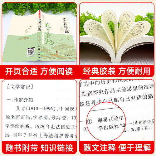 艾青诗选九年级必读正版原著课外阅读书初中生初三上册书目我爱这土地原著人教版艾菁爱青诗集爱情艾情艾清文选选集诗歌作家水浒传 - 图1