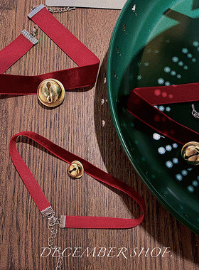 包邮圣诞节饰品项链平安夜约会礼物丝绒项圈大铃铛choker锁骨链女