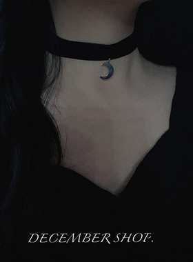 月牙暗黑亚文化锁骨链项链